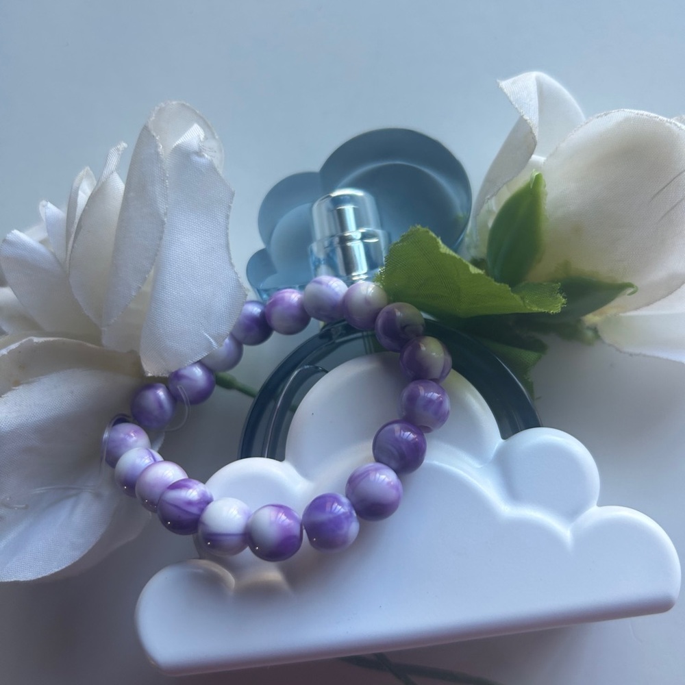 Handmade Bubble Marble Purple and White Bracelet
